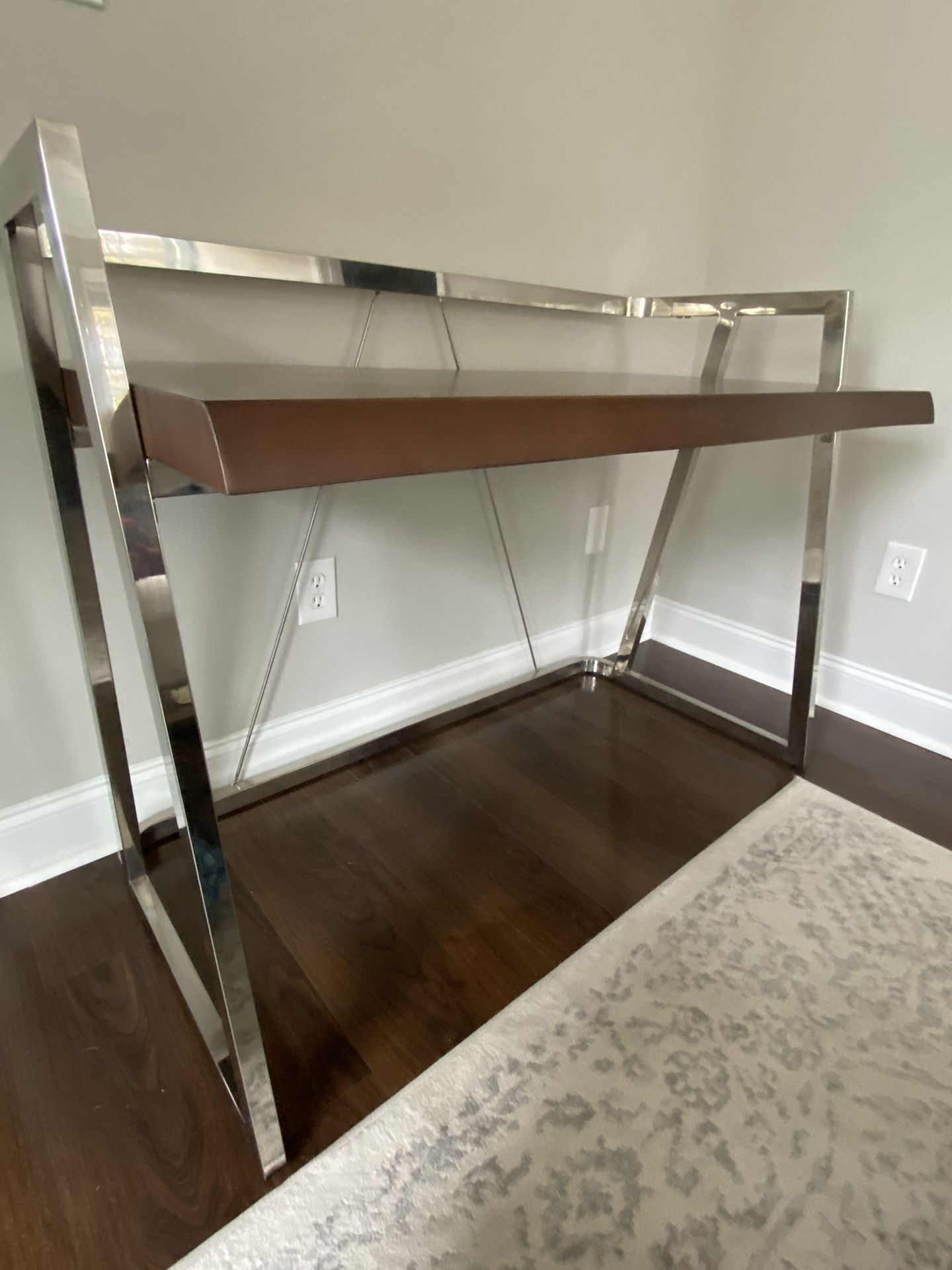 Elle Décor Alliel Live Edge Desk, Brown/Silver
