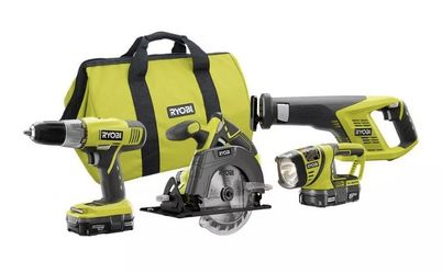 RYOBI 18V 5 Tool Combo Kit Cordless Power Tools Set 2 Battery Charger Bag