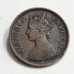 1895 India 1/2 Pice Coin - Queen Victoria