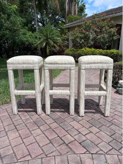 Vintage 1980s parsons bar height stools - set of 3