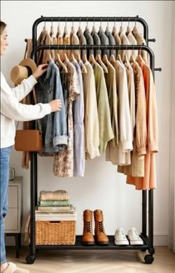 Sakugi Clothes Rack, Double-Rod Garment Rack