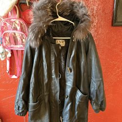 nordstrom genuine leather coat with raccoon fur 