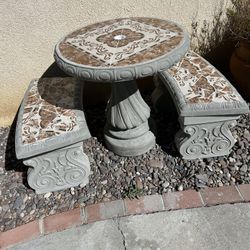 New Coffee Table With 2 Benches Made Out Of Tile And Cement Perfect Gift 🎁 