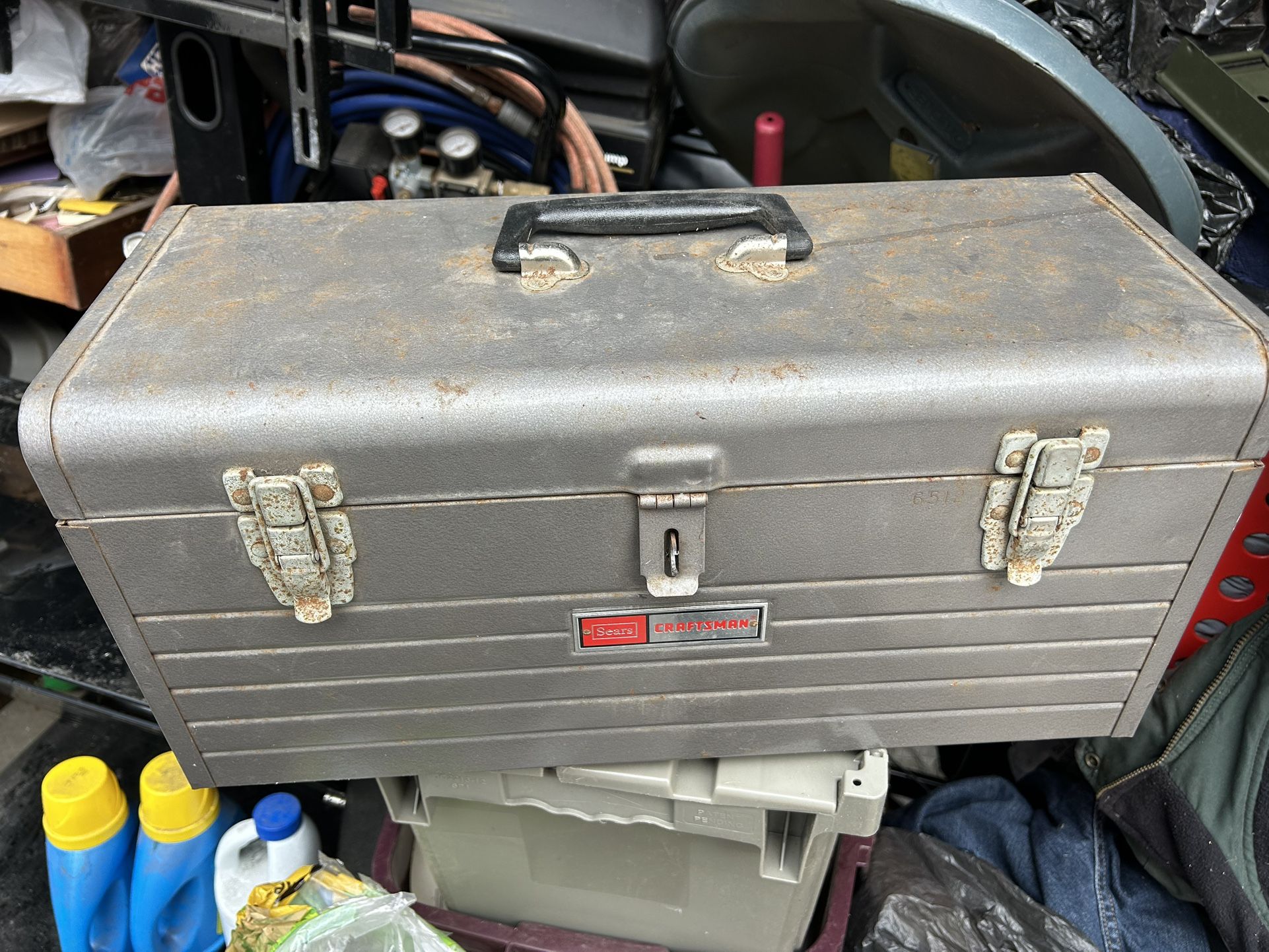 Vintage craftsman toolbox with tools