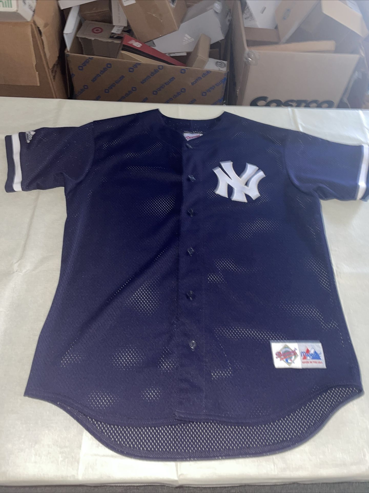 New York Yankees Majestic Diamond Blue Batting Practice Jersey