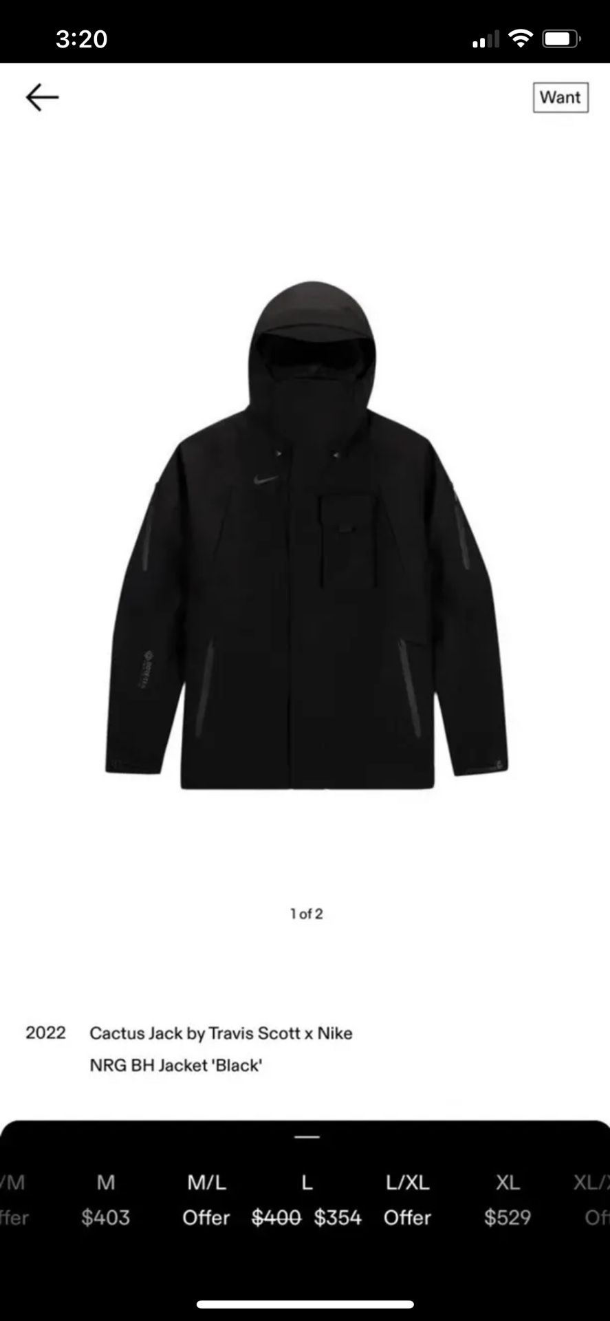 Cactus Jack by Travis Scott x Nike NRG BH Jacket 'Black' Size L