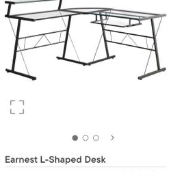 Frosted Glass L shaped Desk
