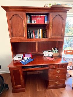 Solid Wood Desk with Hutch