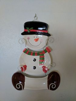 Christmas Snowman Wall hanging or Serving Dishes