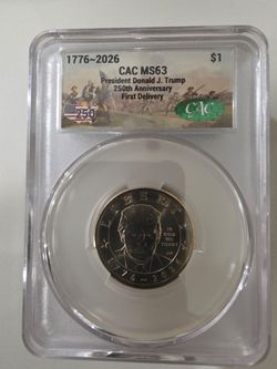Trump 250th Anniversary $1 Coin CAC MS63