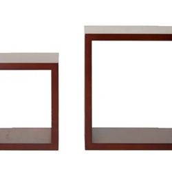 Our price: $16 EACH + Sales tax. {SET of TWO} Piketon 2 piece square floating shelves. Overall large: 8” H x 4” W x 8” D. Overall small: 6” H x 2” W x