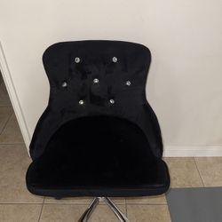 Black Velvet Desk Chair With Diamond Buttons 