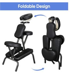 Massage Chair, Tattoo Spa Therapy Chair, Adjustable, Black, PU Leather, Aluminum, Modern Style, 23"L x 18"W x 42"H, 250 Lbs Weight Capacity, Relaxing