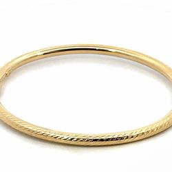 Woman’s Ladies 14k Yellow Gold Diamond Cut Textured Bangle Bracelet GP3122417