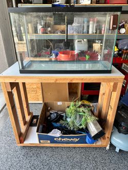 30 gallon tank, stand, and a whole box of supplies!
