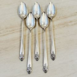 5pc ONEIDA Distinction Silverplate Iced Teaspoons 7 1/2” Prestige Plate 1951