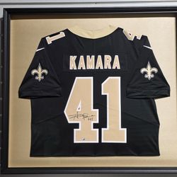 Signed Autograph Alvin Kamara New Orleans Saints Framed Football Jersey Display
