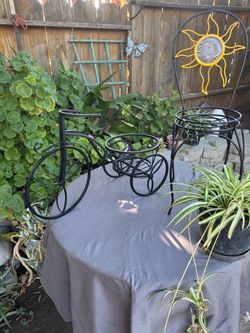 Metal Bicycle Plant Stand and Chair Stand