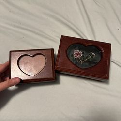 Wooden Heart Jewelry Box Set