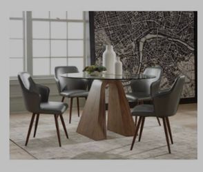 Modern Coaster Abbott Round Glass Dining Table – Walnut Base