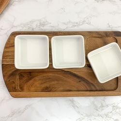 Charcuterie Board with 3 Ceramics