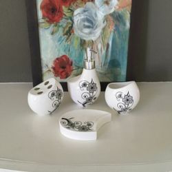 4 Pcs Ceramic Bathroom Accessories Set 