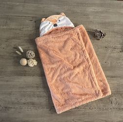 Baby toddler Hooded animal face Plush blanket