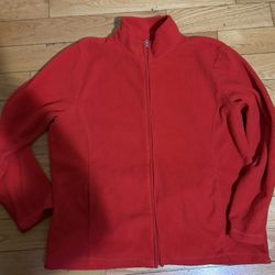 Vintage Women's Full-Zip Mid-Weight Fleece Jacket Red SIZE XL