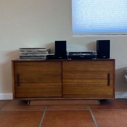 Mid century narrow on sale media console