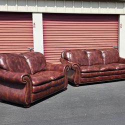 Leather Sofa and Loveseat