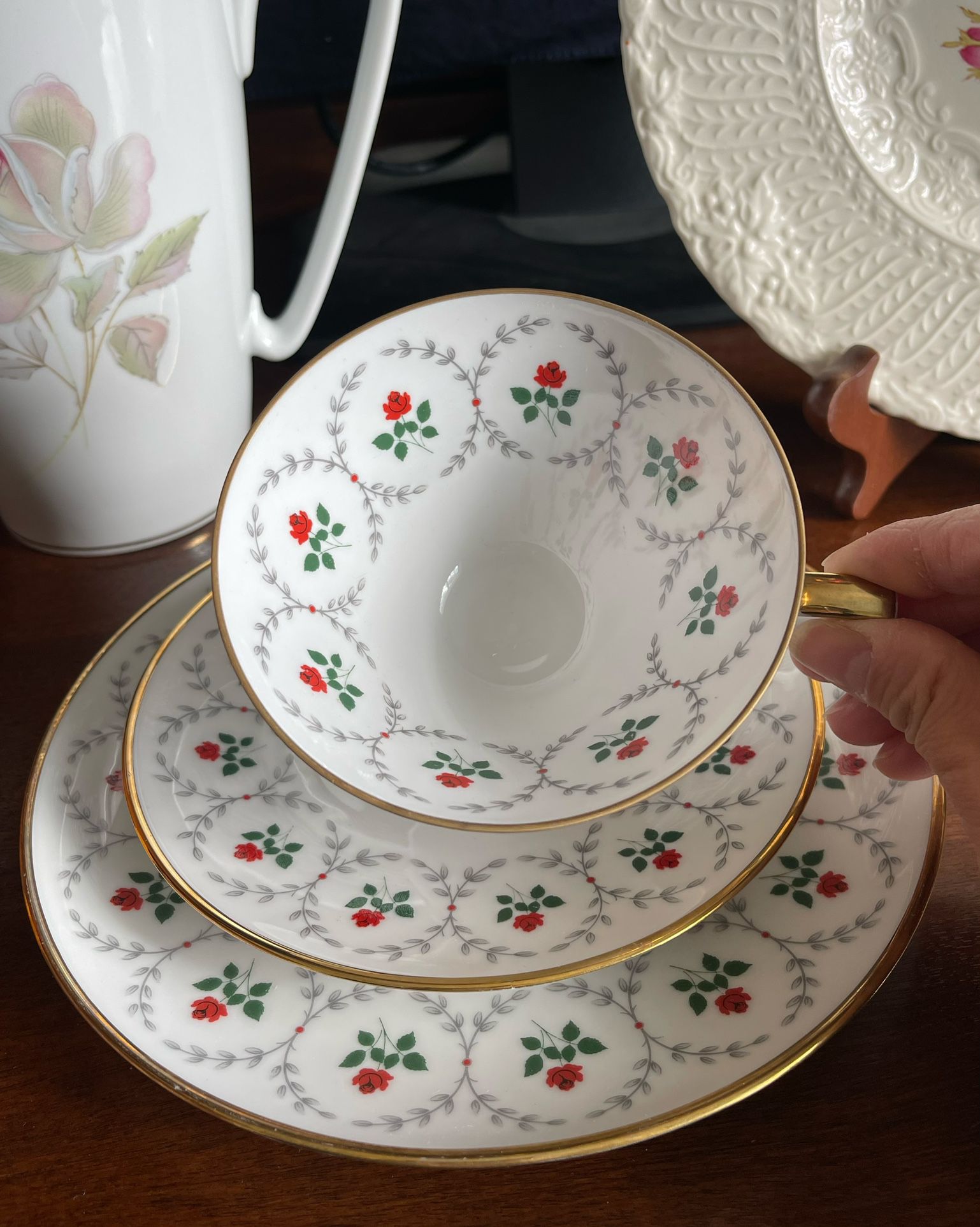 Vintage Winterling Roslau Bavaria Tea Cup, Saucer, And Dessert Plate