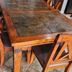 8 Piece Table, Chairs And Wine Caddy Buffet Table
