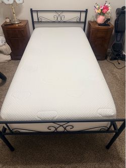 Puffy Twin XL Mattress with Frame Gently Used