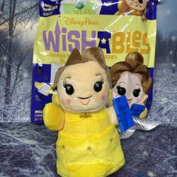New Disney Wishables Belle Plush Doll Beauty And The Beast Yellow Dress Ballgown