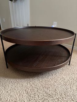 Round Two-Tier Wood Coffee Table