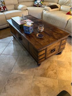 Mexican Wood Coffee Table with Storage