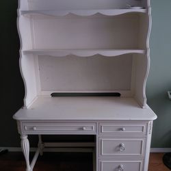 White Bedroom set, desk, bed, dresser