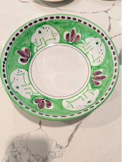 Salad / pasta bowl - made in Italy ( frog design ) hand panted