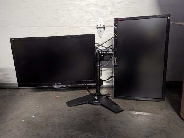24" Dual Office Computer Monitors With Cables, 1080p, HDMI, VGA, DVI
