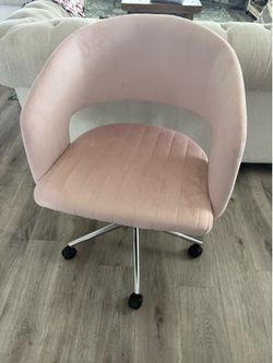 Pink Velvet task desk vanity rolling chair
