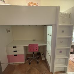 IKEA Twin Loft Bed w Desk, Closet, Shelves, Chair