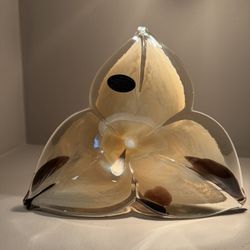 Murano 8” Hand Blown 3 Petal Curled Stem Flower 