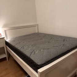 White Bed Frame + Mattress
