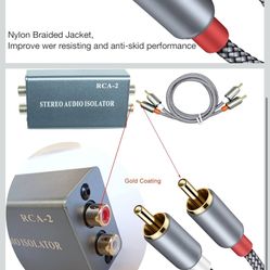 Noise Isolator RCA Audio Hum Eliminator (No Affects Bass) Noise Filter Aluminum Shell Ground Loop Noise Isolator for HiFi Stereo Home Theater Car Audi