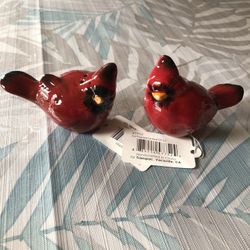 Transpac Red Cardinals Salt & Pepper Shakers - NWT
