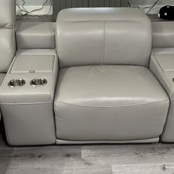 El Dorado Movie Theater Leather Grey Reclining Couch 