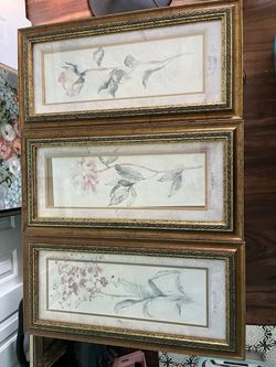 3pc Cheri Blum Flower Arrangement Art Frames 1x11x23