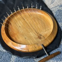 12-String Handmade Maple Lyre Bowl Harp Guitar w/ Case and Tuner Key