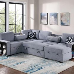 New 92x119x60 X-Large Sleeper Sectional Couch With Storage / Free Delivery 
