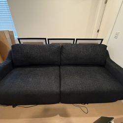 Serta Glendale 90.2" Queen Size Wall-Hugging Convertible Sofa, Dreamcoil Comfort, Chenille Fabric, B
